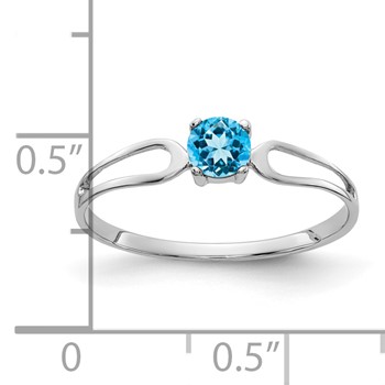 14k White Gold 4mm White Topaz Ring — alternate view