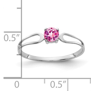 14k White Gold 4mm Pink Sapphire ring — alternate view