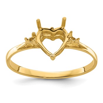14k Polished Holds 7mm Heart Gemstone Ring Mounting