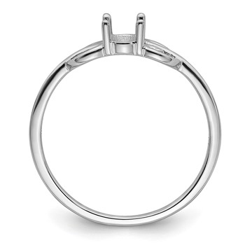 14k White Gold Polished Holds 6x4 Oval Gemstone Ring Mounting — alternate view