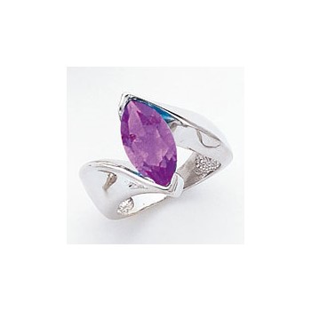14k White Gold 14x7mm Marquise Amethyst ring