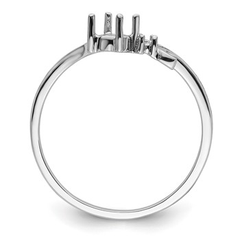 14k White Gold Polished Holds 1-1.3mm Diamond and 4mm Round Gemstone Ring Mounting — alternate view