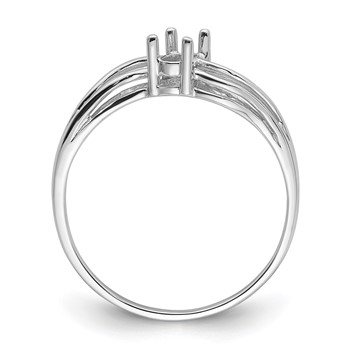 14k White Gold Polished 5x3 Oval Gemstone Wave Ring Mounting — alternate view