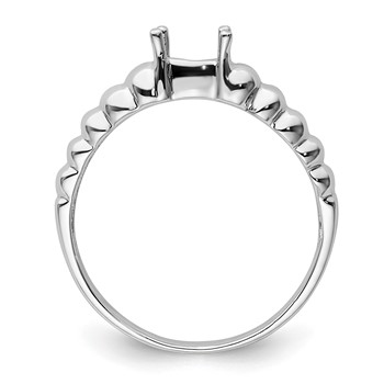 14k White Gold Polished 5x3 Oval Gemstone East-West Ring Mounting — alternate view