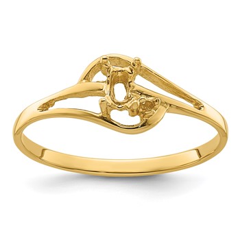 14k Polished Holds 1-1.4mm Diamond and 5x3 Oval Gemstone Ring Mounting