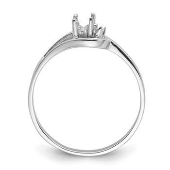 14k White Gold Polished Holds 1-1.4mm Diamond and 5x3 Oval Gemstone Ring Mounting — alternate view