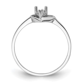 14k White Gold Polished Holds 1-1.5mm Diamond and 1-5x3 Pear Gemstone Heart Ring Mounting — alternate view