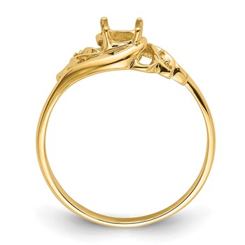 14k Polished Holds 2-1.1mm Diamond and 1-6x4 Oval Gemstone Ring Mounting — alternate view