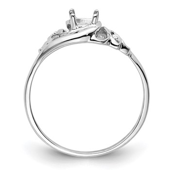 14k White Gold Polished Holds 2-1.1mm Diamond and 1-6x4 Oval Gemstone Ring Mounting — alternate view