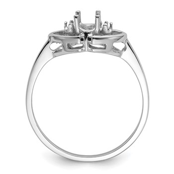 14k White Gold Polished Holds 2-1.5mm Diamonds and 5x3 Oval Gemstone Two Hearts Ring Mounting — alternate view