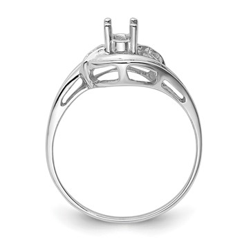 14k White Gold Polished Holds 4-1.2mm Round and 1-5x3 Oval Gemstone Ring Mounting — alternate view