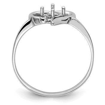 14k White Gold Holds 1-1.1mm Diamond and 4mm Round Gemstone Heart Ring Mounting — alternate view