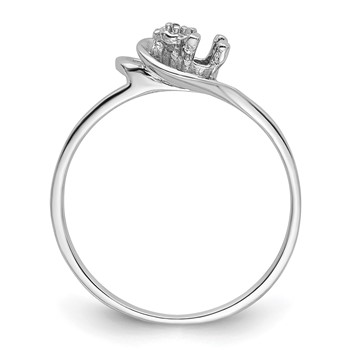 14k White Gold Holds 1-1.0mm Diamond and 3mm Round Gemstone Ring Mounting — alternate view