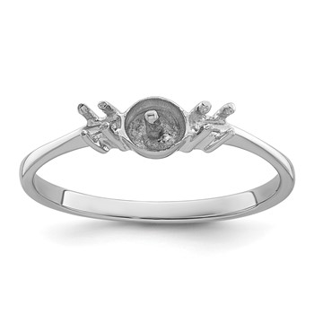 14k White Gold Holds 5mm Pearl and 2-2.1mm Stones Ring Mounting