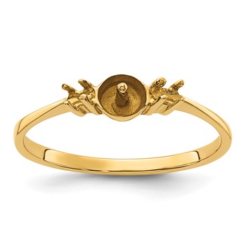 14k Holds 5mm Pearl and 2-2.1mm Stones Ring Mounting