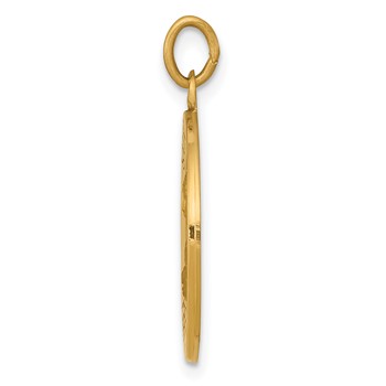 14k Polished and Satin Solid St Theresa Medal Round Pendant — alternate view