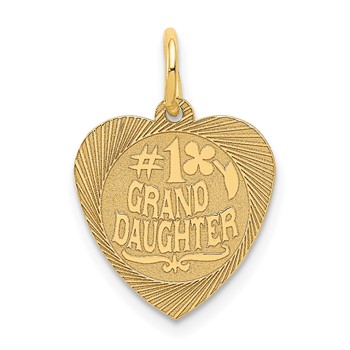 14k #1 GRANDDAUGHTER 14mm Engravable Heart Charm