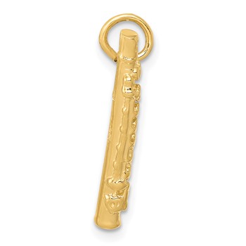 14k 3-D Polished Flute Charm — alternate view