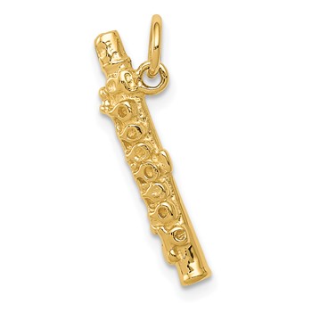 14k 3-D Polished Flute Charm