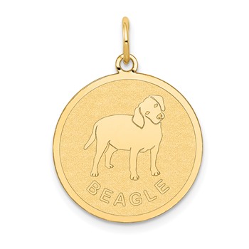 14k BEAGLE 20mm Engravable Disc Dog Charm
