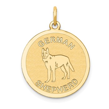 14k GERMAN SHEPHERD 20mm Engravable Disc Dog Charm