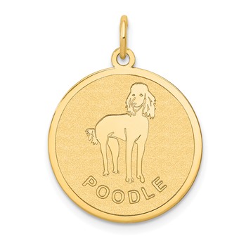 14k POODLE 20mm Engravable Disc Dog Charm
