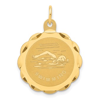 14k SWIMMING 19mm Engravable Disc Charm