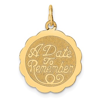 14K A DATE TO REMEMBER 18mm Engravable Disc Charm