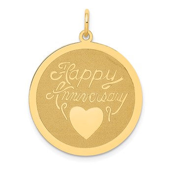 14K HAPPY ANNIVERSARY with Heart 25mm Engravable Disc Charm