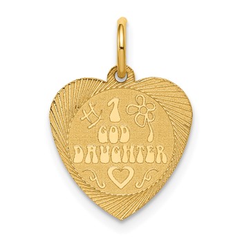 14k #1 GODDAUGHTER 17mm Engravable Heart Disc Charm