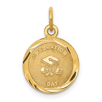 14k GRADUATION DAY with Cap 13mm Engravable Disc Charm
