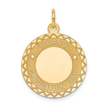 14k HAPPY GRADUATION DAY Engravable Disc Charm
