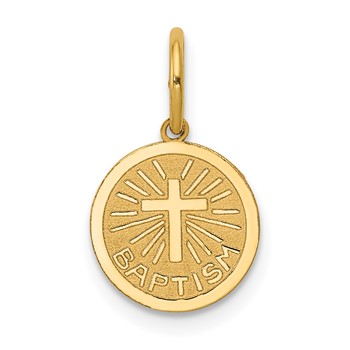 14k Small BAPTISM with Cross Round Disc Charm