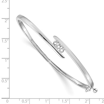 14k White Gold Holds 1/3 carat 3-3.0mm Round Stones Hinged Oval Bangle Bracelet Mounting — alternate view
