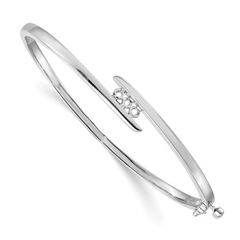 14k White Gold Holds 1/3 carat 3-3.0mm Round Stones Hinged Oval Bangle Bracelet Mounting