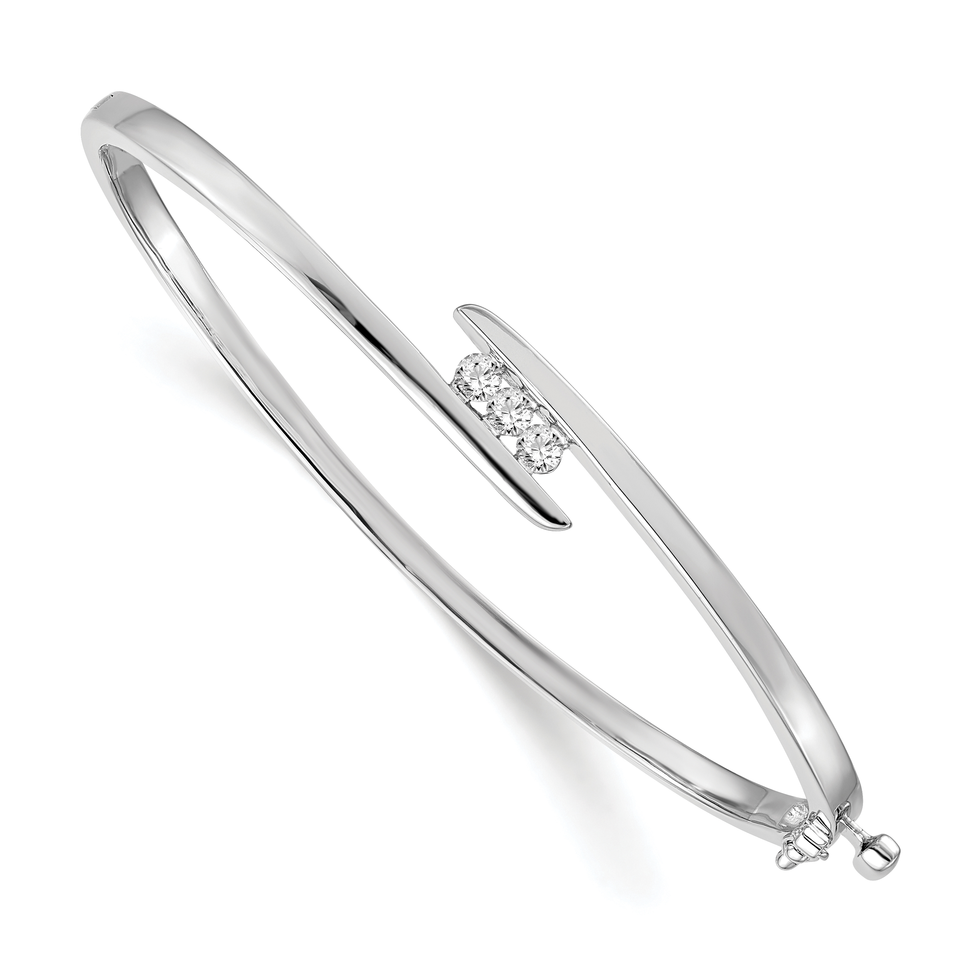 14k White Gold Moissanite Bangle Bracelet