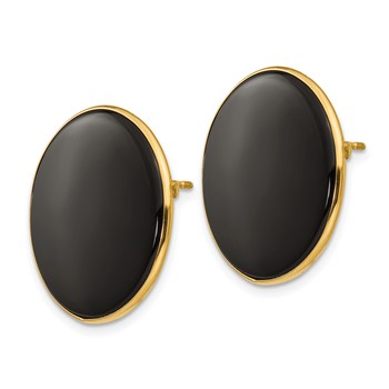 14k 21mm Round Black Onyx Post Earrings — alternate view