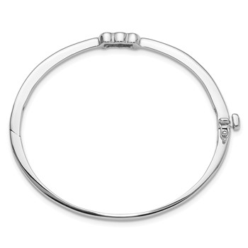 14k White Gold Holds 1/2 carat 1-4.0mm and 2-3.1mm Round Stones Hinged Oval Bangle Bracelet Mounting — alternate view