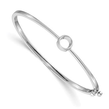 14k White Gold Holds 1 carat 6.5mm Round Stone Hinged Oval Bangle Bracelet Mounting — alternate view