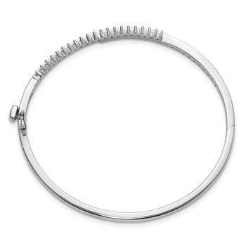 14k White Gold Holds 1 carat (42-1.8mm Round Stones) Hinged Oval Bangle Bracelet Mounting — alternate view