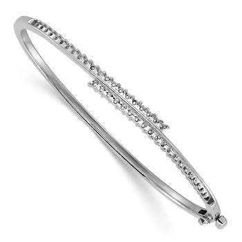 14k White Gold Holds 1 carat (42-1.8mm Round Stones) Hinged Oval Bangle Bracelet Mounting