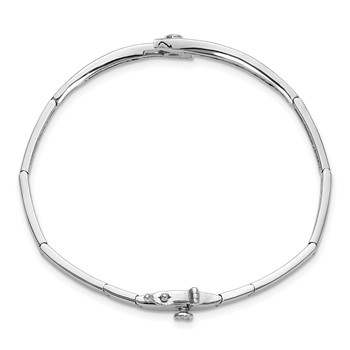 14k White Gold Holds 1/4 carat 1-2.4mm and 20-1.3mm Round Stones Hinged Oval Bangle Bracelet Mounting — alternate view