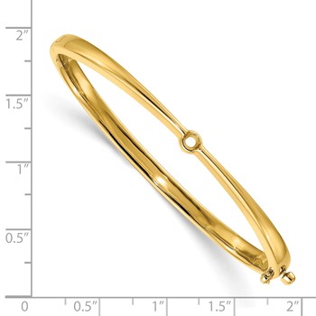 14k Holds 1/4 carat 4.0mm Round Stone Hinged Oval Bangle Bracelet Mounting — alternate view
