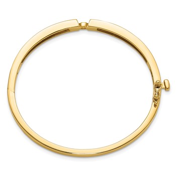 14k Holds 1/2 carat 5.0mm Round Stone Hinged Oval Bangle Bracelet Mounting — alternate view