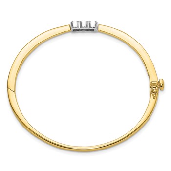 14k Two-tone Holds 1/2 carat 1-3.8mm and 2-3.4mm Round Stones Hinged Oval Bangle Bracelet Mounting — alternate view