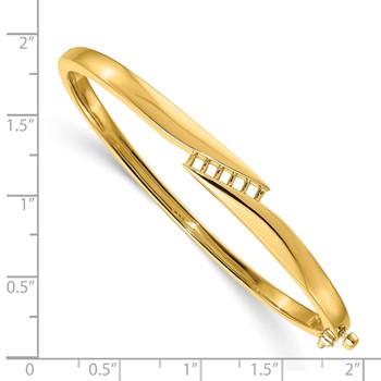 14k Holds 1/3 carat 5-2.6mm Round Stones Hinged Oval Bangle Bracelet Mounting — alternate view