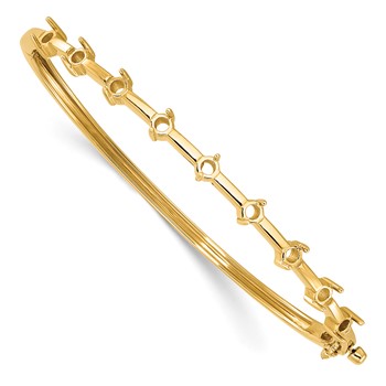 14k Holds 7/8 carat 9-3.0mm Round Stones Hinged Oval Bangle Bracelet Mounting