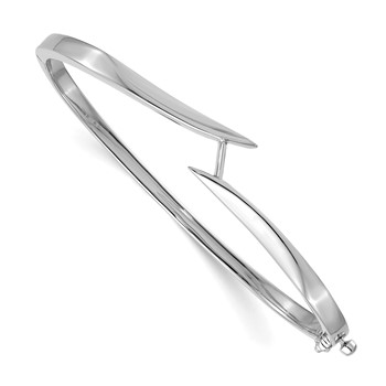 14k White Gold Hinged Oval Bangle Bracelet Mounting