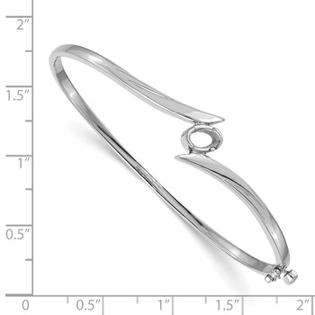 14k White Gold Holds 3/8 carat 6x4mm Oval Stone Hinged Oval Bangle Bracelet Mounting — alternate view