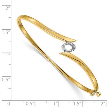 14k Two-tone Holds 3/8 carat 6x4mm Oval Stone Hinged Oval Bangle Bracelet Mounting — alternate view